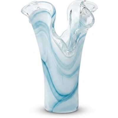 Murano Glas Vase Himmelblau Zwei Blütenblätter - Tammaro Home Murano Glas Vase Himmelblau Zwei Blütenblätter - Tammaro Home