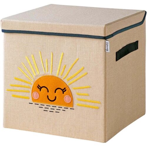 Lifeney Aufbewahrungsbox mit Deckel Sonne, 33x33x33cm