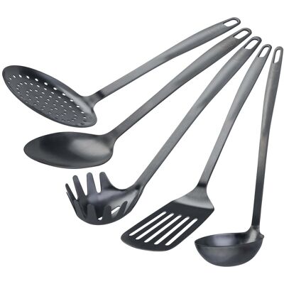 Stanley Rogers Küchenhelfer-Set Satin, 5-teilig, Schwarz, Edelstahl Stanley Rogers Küchenhelfer-Set Satin, 5-teilig, Schwarz, Edelstahl