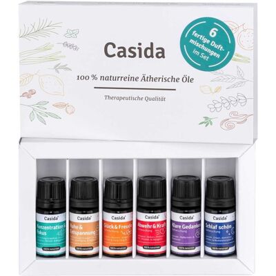 Casida Top 6 Ätherische Öle Set - Therapeutisch, Vegan, 6x5ml Casida Top 6 Ätherische Öle Set - Therapeutisch, Vegan, 6x5ml