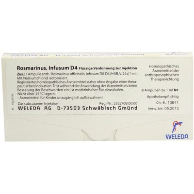 Weleda Rosmarinus D4 Homöopathische Lösung - 4 Ampullen Weleda Rosmarinus D4 Homöopathische Lösung - 4 Ampullen