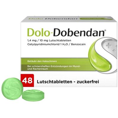 Reckitt Benckiser Deutschland GmbH Dolo-Dobendan 1,4 mg/10 mg Lutschtabletten Reckitt Benckiser Deutschland GmbH Dolo-Dobendan 1,4 mg/10 mg Lutschtabletten