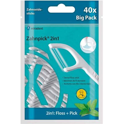 Miradent Zahnpick Zahnseide 2in1 Minze Miradent Zahnpick Zahnseide 2in1 Minze