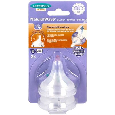 Lansinoh Natural Wave Flaschen mit 2 Silikonschnäuzchen - Mittlerer Fluss Lansinoh Natural Wave Flaschen mit 2 Silikonschnäuzchen - Mittlerer Fluss