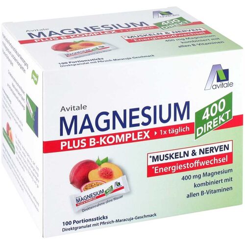 Avitale Magnesium 400 + B-Komplex Direktsticks Pfirsich-Maracuja