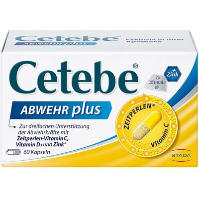GSK Cetebe Abwehr plus Vitamin C, D3, Zink - Nahrungsergänzungsmittel GSK Cetebe Abwehr plus Vitamin C, D3, Zink - Nahrungsergänzungsmittel
