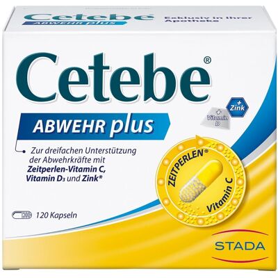 STADA Cetebe Abwehr plus Vitamin C, D3 & Zink - 120 Kapseln STADA Cetebe Abwehr plus Vitamin C, D3 & Zink - 120 Kapseln