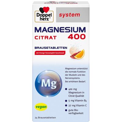 Queisser Pharma GmbH & Co. KG Doppelherz Magnesium 400 Citrat system Brausetabl. 24 St Queisser Pharma GmbH & Co. KG Doppelherz Magnesium 400 Citrat system Brausetabl. 24 St