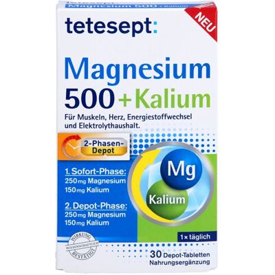 Tetesept Magnesium 500 + Kalium Nahrungsergänzung - Unterstützt Muskeln, Herz & Nerven Tetesept Magnesium 500 + Kalium Nahrungsergänzung - Unterstützt Muskeln, Herz & Nerven