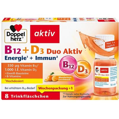 DOPPELHERZ B12+D3 Duo Aktiv Trinkampullen 8 St - Nahrungsergänzung DOPPELHERZ B12+D3 Duo Aktiv Trinkampullen 8 St - Nahrungsergänzung