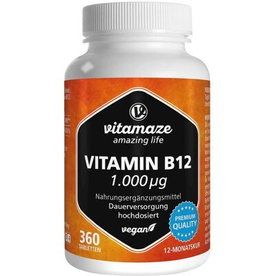 Vitamaze GmbH VITAMIN B12 1000 μg Hochdosierte Vegane Tabletten - Vitamine und Nahrungsergänzungsmittel Vitamaze GmbH VITAMIN B12 1000 μg Hochdosierte Vegane Tabletten - Vitamine und Nahrungsergänzungsmittel