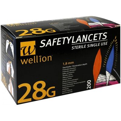 WELLION Safetylancets 28 G Sicherheitseinmallanzetten - 200 St WELLION Safetylancets 28 G Sicherheitseinmallanzetten - 200 St