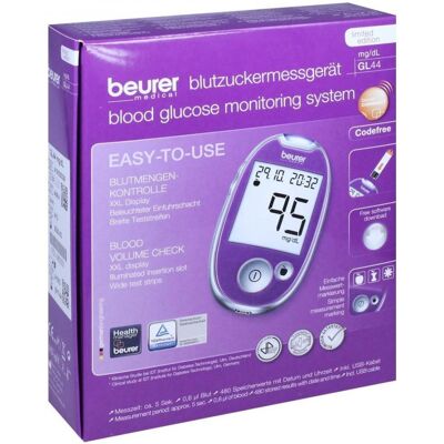 Beurer Blutzuckermessgerät Gl 44 mg/dl lila Beurer Blutzuckermessgerät Gl 44 mg/dl lila