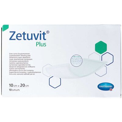 Zetuvit Plus extrastarke Saugkompr.steril 10x20 cm Zetuvit Plus extrastarke Saugkompr.steril 10x20 cm