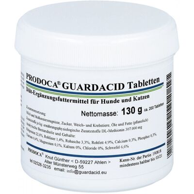 PRODOCA - Guardacid - vet. - 200 St - Veterinarytabletten PRODOCA - Guardacid - vet. - 200 St - Veterinarytabletten