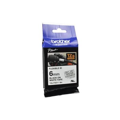 Brother P-Touch Band TZe-FX211 schwarz auf weiß 6mm / 8m flexibel laminiert Brother P-Touch Band TZe-FX211 schwarz auf weiß 6mm / 8m flexibel laminiert