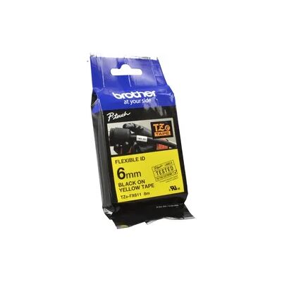Brother P-Touch Band TZe-FX611 schwarz auf gelb 6mm x 8m flexibel laminiert Brother P-Touch Band TZe-FX611 schwarz auf gelb 6mm x 8m flexibel laminiert