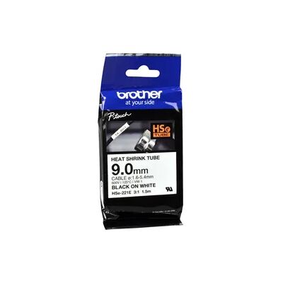 Brother P-Touch Schrumpfschlauch HSe-221E schwarz auf weiß 9mm x 1,5m Brother P-Touch Schrumpfschlauch HSe-221E schwarz auf weiß 9mm x 1,5m