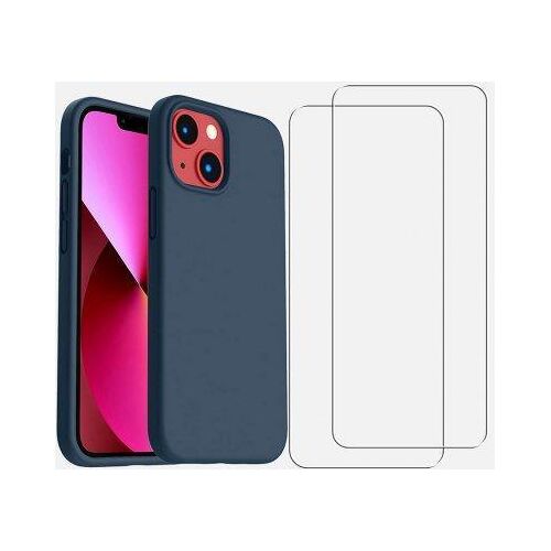Hülle iPhone 13 mini und 2 schutzfolien - Silikon - Marineblau