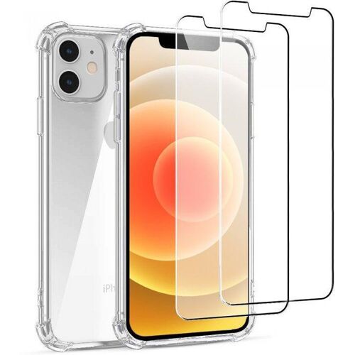 Hülle iPhone 12 mini und 2 schutzfolien - TPU - Transparent