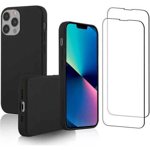 Hülle iPhone 13 Pro und 2 schutzfolien - Silikon - Schwarz