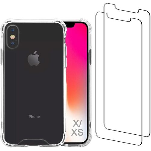 Hülle iPhone X/iPhone XS und 2 schutzfolien - Recycelter Kunststoff - Transparent