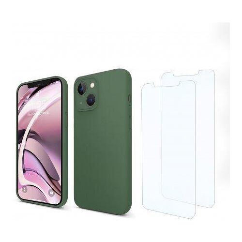 Hülle iPhone 13 und 2 schutzfolien - Silikon - Grün