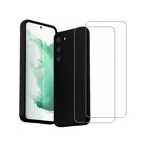 Hülle Galaxy S23 und 2 schutzfolien - Silikon - Schwarz