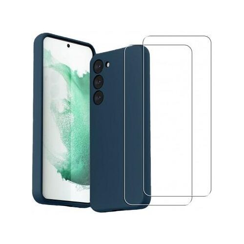 Hülle Galaxy S23 und 2 schutzfolien - Silikon - Blau