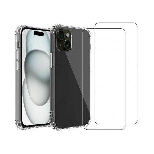 Hülle iPhone 15 und 2 schutzfolien - TPU - Transparent