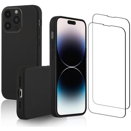 Hülle iPhone 15 Pro Max und 2 schutzfolien - Silikon - Schwarz