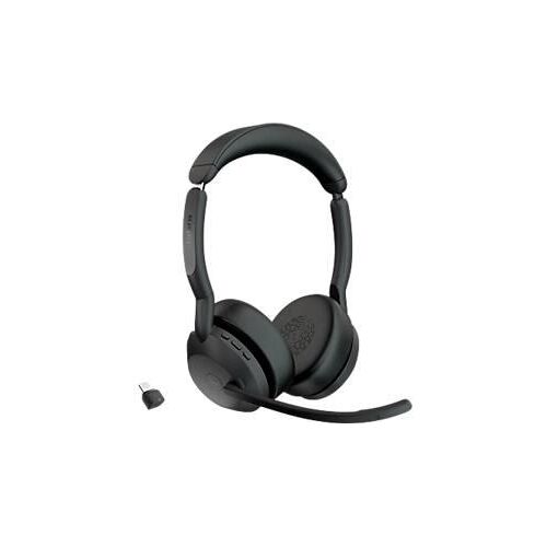 Headset Jabra Evolve2 55 link380c Stereo, Reichweite bis 30 m, bis 10 h, UC-optimiert, schwarz