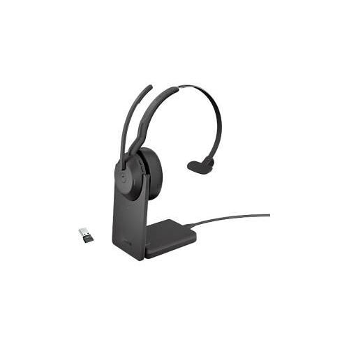 Headset Jabra Evolve2 55 link380a Mono, mit Ladestation, Reichweite bis 30 m, bis 10 h, MS-Teams optimiert, schwarz