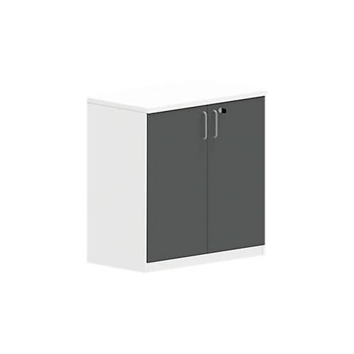 Schrank NEVADA, B 800 x T 445 x H 825 mm, weiß/dunkelgrau