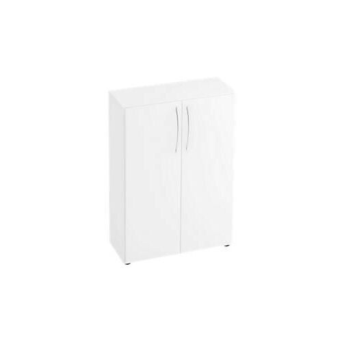 Schrank TARA, 3 Ordnerhöhen, B 800 x T 330 x H 1144 mm, Flügeltüren, 2 Fachböden, stapelbar, weiß