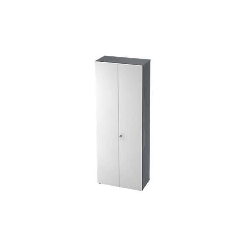 Schrank TOPAS LINE, Akten/Garderobenschrank, 6 Ordnerhöhen, B 800 mm, graphit/weiß