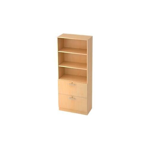 Schrank ULM, mit Hängeregistraturauszügen, 3 OH, H 2004 x B 800 x T 420 mm, Ahorn-Dekor