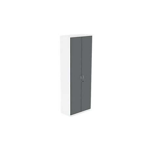 Schrank NEVADA, B 800 x T 445 x H 2225 mm, weiß/dunkelgrau