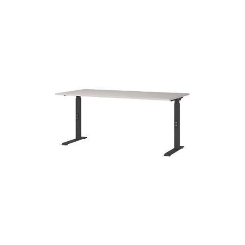 Schreibtisch Aalborg, mechanisch höhenverstellbar, bis 80 kg, Rechteck, C-Fuß, B 1600 x T 800 x H 680 - 910 mm, kaschmir/schwarzgrau