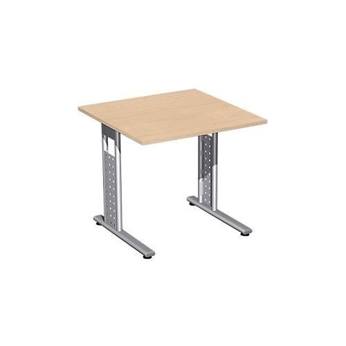 Schreibtisch ALICANTE, C-Fuß, Rechteck, B 800 x T 800 x H 680-820 mm, Buche-Dekor