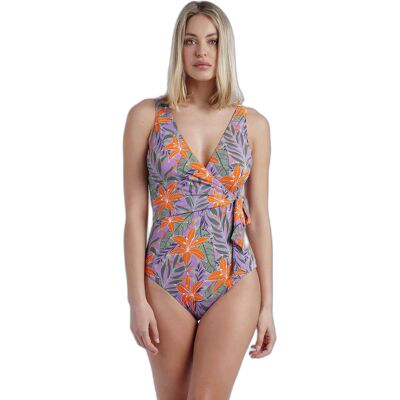 Damen einteiliger Badeanzug mit Kreuzverschluss Admas Jungle Lila 44 Femme Damen einteiliger Badeanzug mit Kreuzverschluss Admas Jungle Lila 44 Femme