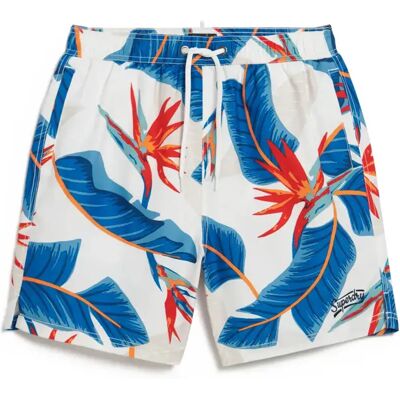 Badehose mit Hawaii-Print Superdry Blanc XL Homme Badehose mit Hawaii-Print Superdry Blanc XL Homme