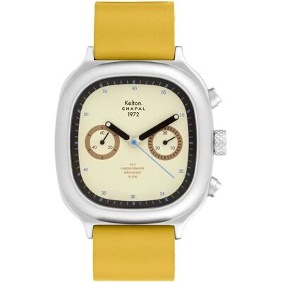 Uhr Kelton x Chapal Chronographe 1972 Jaune 40 mm Mixte Uhr Kelton x Chapal Chronographe 1972 Jaune 40 mm Mixte