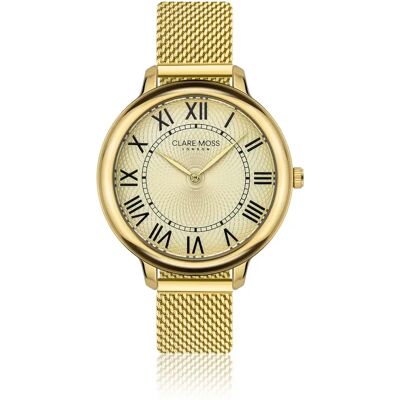 Damenuhr Clare Moss Chic Mesh Doré 38 mm Femme Damenuhr Clare Moss Chic Mesh Doré 38 mm Femme