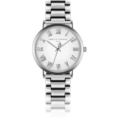 Damenuhr Amelia Parker Grand Blanc Link Silber 36 mm Femme Damenuhr Amelia Parker Grand Blanc Link Silber 36 mm Femme