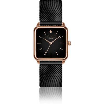 Damenuhr Amelia Parker Night Plaza Black Mesh Gold 28 mm Femme Damenuhr Amelia Parker Night Plaza Black Mesh Gold 28 mm Femme
