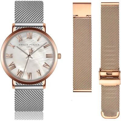 Damenuhr und Uhrenarmband Amelia Parker Classique Gold 36 mm Femme Damenuhr und Uhrenarmband Amelia Parker Classique Gold 36 mm Femme