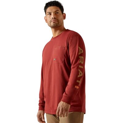 Langarmshirt Ariat Rebar Marron S Homme Langarmshirt Ariat Rebar Marron S Homme