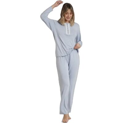 Damen Langarm-Pyjama Admas Classic Soft Hearts Bleu M Femme Damen Langarm-Pyjama Admas Classic Soft Hearts Bleu M Femme