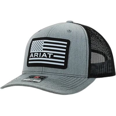 Cap trucker Ariat Usa flag patch logo Gris TU Homme Cap trucker Ariat Usa flag patch logo Gris TU Homme